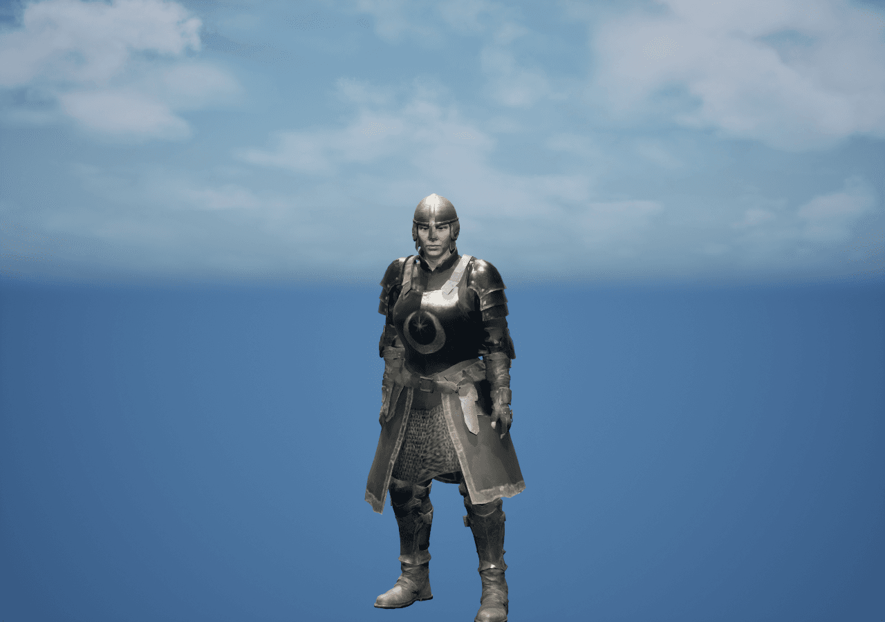 Work-in-progress armoured character movement and equipment test